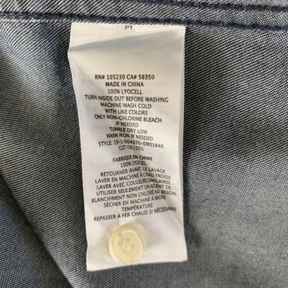 Current Elliott Tencel Blue Shirt Chic Casual Dress Roll Tab Long Sleeve, Size S - Picture 11 of 11